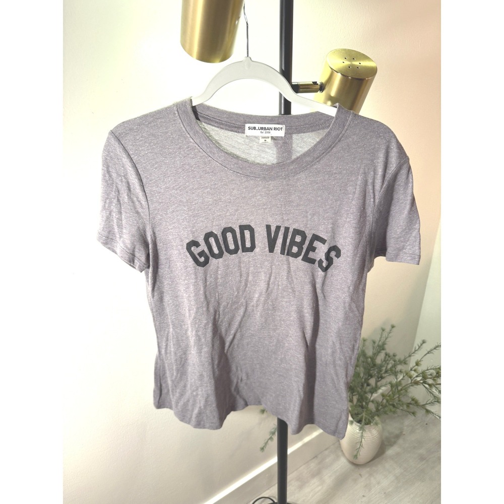Suburban riot GOOD VIBES gray heathered graphic tee